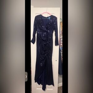 Elegant Navy Sequin Dress